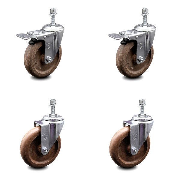 Service Caster 5 Inch High Temp Glass Filled Nylon 3/8 Inch Stem Caster Total Lock Brakes, 2PK SCC-TSTTL20S514-GFNSHT-381615-2-S-2 - main